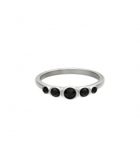 Zilverkleurige ring met vijf zwarte zirkoonsteentjes (16)