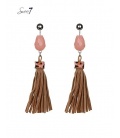 Roze oorhangers met bruine franjes