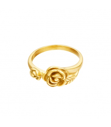 Goudkleurige ring met een roos (18)