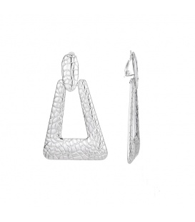 Zilverkleurige oorclips met een bewerkt motief