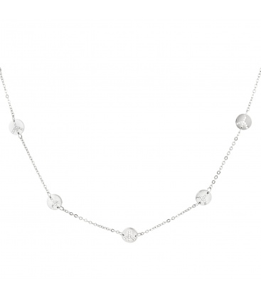 Goudkleurige halsketting met rondjes en steentjes