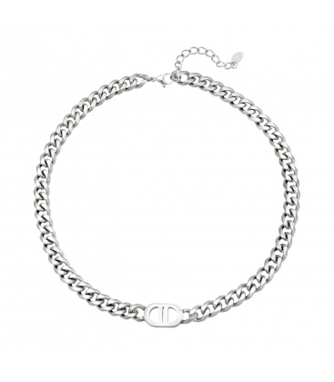 Stoere, zilverkleurige schakel ketting grof