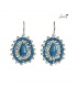 Blauw met zilverkleurige kralen oorhangers 
