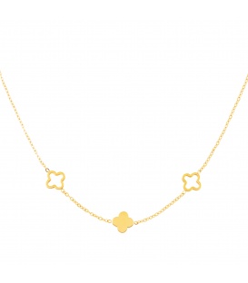 Goudkleurige halsketting met open en dichte klavertjes