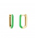 Groene rechthoekige oorhangers gecombineerd met goudkleurig