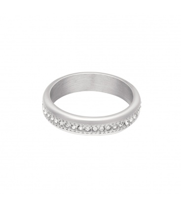 Zilverkleurige ring met versierde rij van zirkoonsteentjes (17)