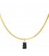 Goudkleurige halsketting met zwarte beer hanger