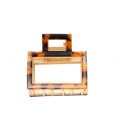 Goudkleurige open haarclip met bruine marmerprint