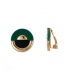 Goudkleurige ronde oorclips met groene inleg van Belle Miss