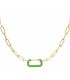 Goudkleurige halsketting met groene schakel bedel