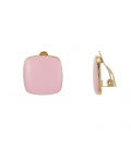 Roze vierkante oorclips in goudkleurige zetting van Belle Miss