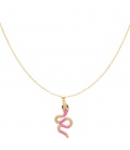 Goudkleurige halsketting met roze gedetailleerde slang