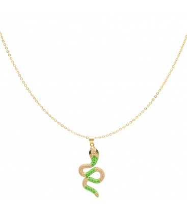 Goudkleurige halsketting met groene gedetailleerde slang