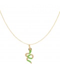 Goudkleurige halsketting met groene gedetailleerde slang
