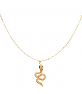 Goudkleurige halsketting met oranje gedetailleerde slang