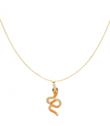Goudkleurige halsketting met oranje gedetailleerde slang