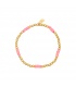 Goudkleurige kralen armband met roze en oranje details