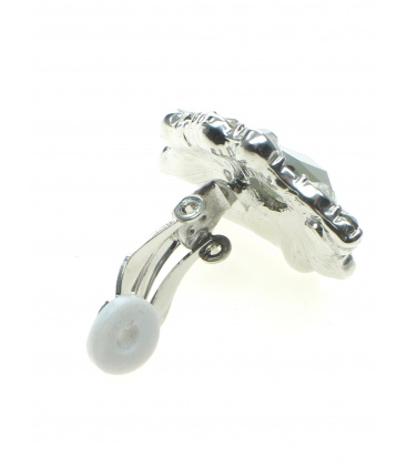 Grijze oorclips met een strass stenen rand