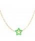 Goudkleurige schakel halsketting met een groene ster bedel
