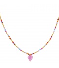 Kleurrijke halsketting met kralen en een hartjeskraal