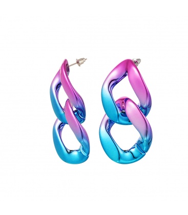 Gekleurde metalic oorhangers met twee grote schakels