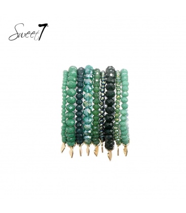 Groen gekleurde kralen armband van meerdere strengen