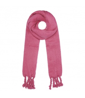 Wintersjaal effen kleur roze met franjes