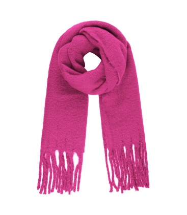 Roze warme winter sjaal met franje