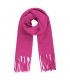 Roze warme winter sjaal met franje