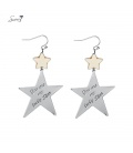 Zilverkleurige oorhangers met tekst " You are my Lucky Star "