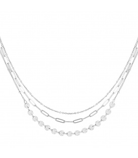 Zilverkleurige halsketting met 3 verschillende lagen
