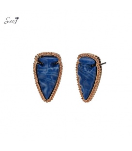 Blauwe oorhangers met een goudkleurige rand