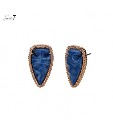 Blauwe oorhangers met een goudkleurige rand