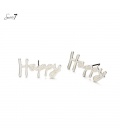 Zilverkleurige oorbellen met de tekst " HAPPY"
