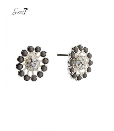 Zilverkleurige oorknopjes met een grijze rand