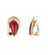 Goudkleurige oorclips met rode inleg en klein rood strass steentje - Belle Miss