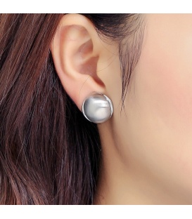 Zilverkleurige matte oorclips met een zilverkleurige rand