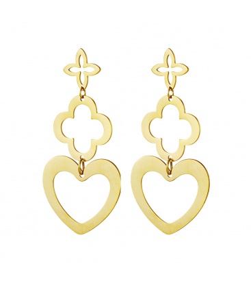 Goudkleurige oorhangers met 3 verschillende bedels