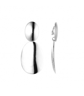 Zilverkleurige oorclips met een ovale hanger en oorstukje