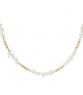 Prachtige witte hematiet kralen halsketting met goudkleurige elementen van Yehwang