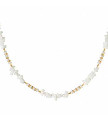 Prachtige witte hematiet kralen halsketting met goudkleurige elementen van Yehwang