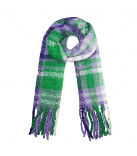 Groen met paars geblokte warme sjaal