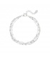 Zilverkleurige schakel armband met 3 lagen en glas kralen