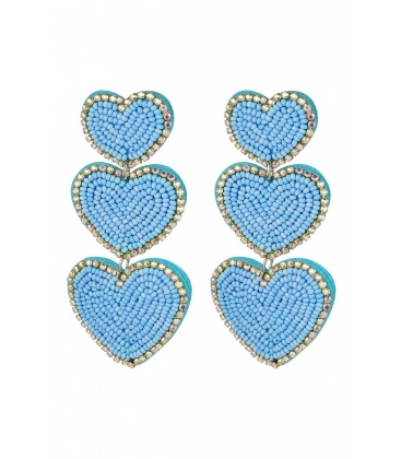  Blauwe oorhangers met 3 harten en strass steentjes van Yehwang