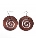 Klassieke bruine ronde houten oorbellen met open motief