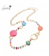  Gekleurde glaskralen lange halsketting met goudkleurige elementen van Sweet7