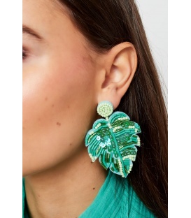 Groene kralen oorhangers in de vorm van een blad van Yehwang