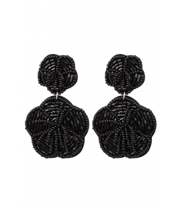 Zwarte oorhangers in de vorm van 2 bloemen