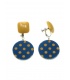 Blauwe oorclips met gele stippen en oorstukje - Unieke en stijlvolle toevoeging aan uw sieradencollectie