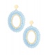  Lichtblauwe oorhangers van Yehwang | 3-lagen glaskralen en goudkleurig oorstukje